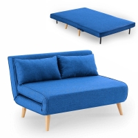 Banquette convertible en tissu bleu 2 places