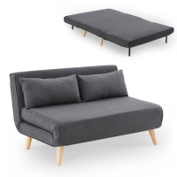 Banquette convertible en tissu gris 2 places