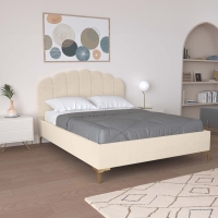 Lit double design en velours beige 180x200 cm