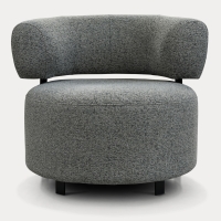 Fauteuil design en tissu gris et métal noir