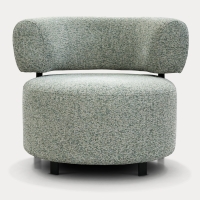 Fauteuil design en tissu vert et métal noir