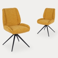 Lot de 2 chaises en tissu jaune pieds en métal noir