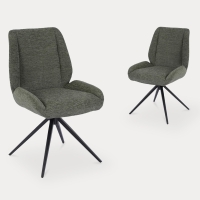 Lot de 2 chaises en tissu vert pieds en métal noir