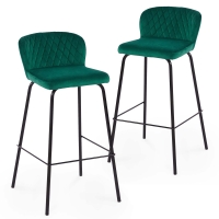 Lot de 2 tabourets de bar design en velours vert