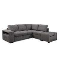 Canapé d'angle convertible avec coffre en tissu gris foncé - Angle droit