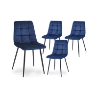 Lot de 4 chaises en velours bleu