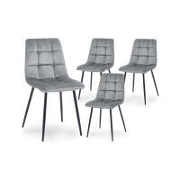 Lot de 4 chaises en velours gris