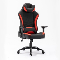 Fauteuil de bureau gaming en simili cuir noir et rouge