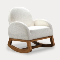 Fauteuil à bascule effet peau de mouton blanc et bois clair