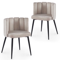 Lot de 2 chaises design en velours beige