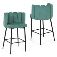 Lot de 2 tabourets de bar design en velours vert