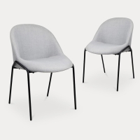 Lot de 2 chaises en tissu effet lin gris