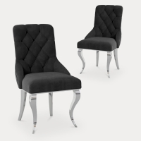 Lot de 2 chaises en velours noir pieds argentés