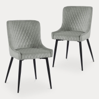 Lot de 2 chaises capitonnées en velours gris