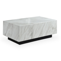 Table basse rectangulaire effet  marbre blanc