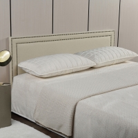 Tête de lit cloutée en tissu lin beige 140 cm