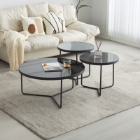 Lot de 3 tables basses rondes pieds en métal noir