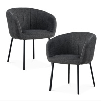 Lot de 2 chaises en tissu gris anthracite piètement métal noir