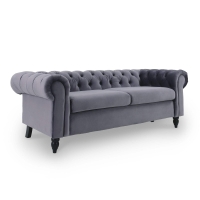 Canapé 2 places Chesterfield en velours gris