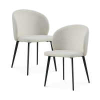 Lot de 2 chaises en tissu beige piètement métal noir