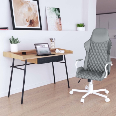 Fauteuil de bureau en simili cuir gris