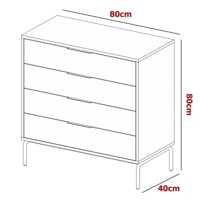 Commode en bois et métal 4 tiroirs