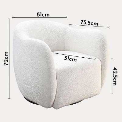 Fauteuil cabriolet pivotant effet peau de mouton blanc