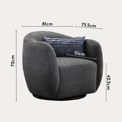 Fauteuil cabriolet pivotant effet peau de mouton gris foncé