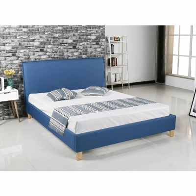 Lit scandinave 160x200 cm en tissu bleu