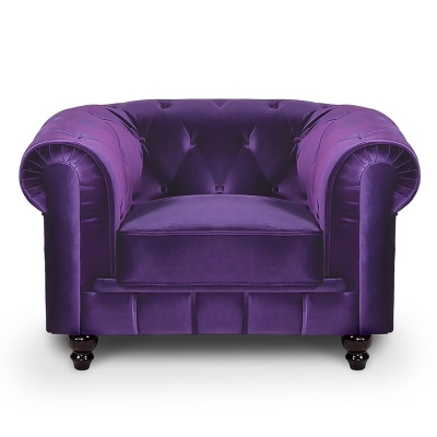 Fauteuil chesterfield  velours violet