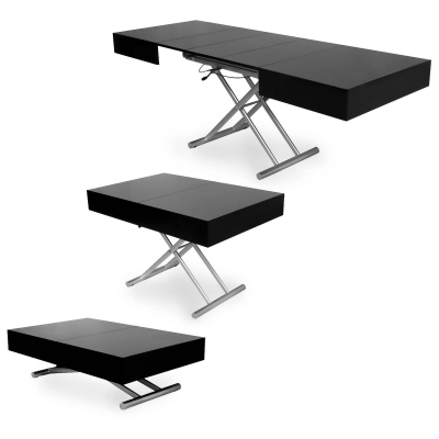 Table basse laquée noir relevable extensible