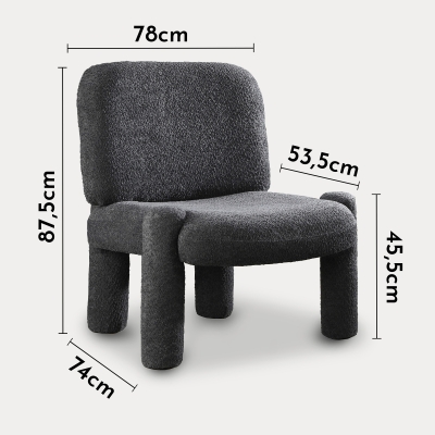 Fauteuil design effet peau de mouton anthracite