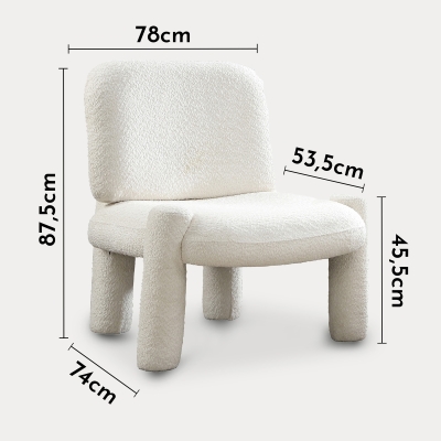 Fauteuil design effet peau de mouton blanc écru