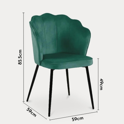 Lot de 2 chaises design en velours vert pieds noirs