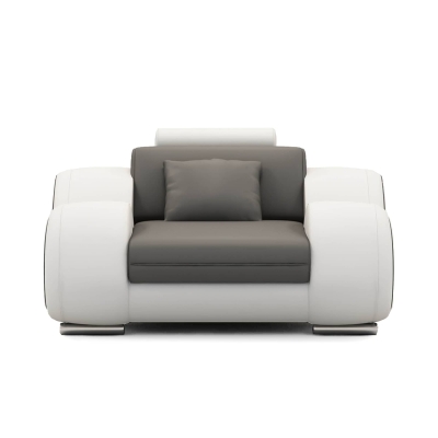 Fauteuil relax en cuir gris et blanc