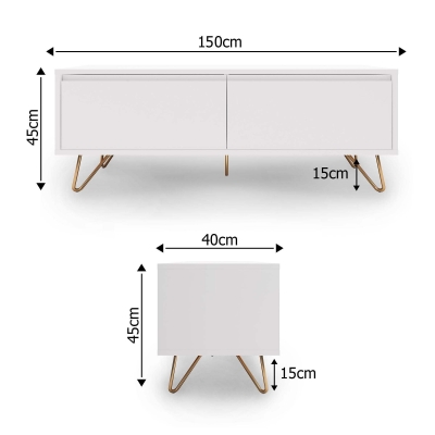 Meuble TV XXL blanc composé de 1 tiroir et 1 porte design