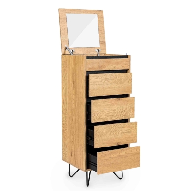 Commode en bois 4 tiroirs avec coiffeuse intégrée