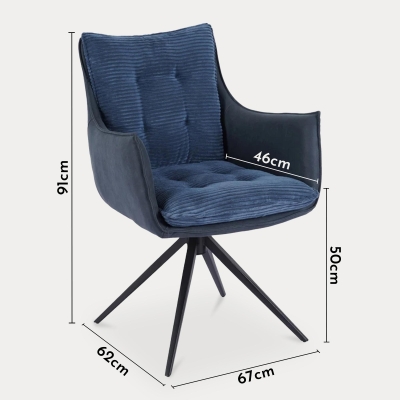 Chaise bi-matière bleu pieds en métal noir