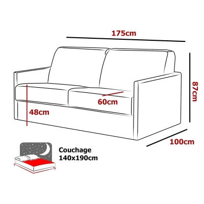 Canapé convertible 3 places en tissu bleu pétrole ouverture express, accoudoirs slim