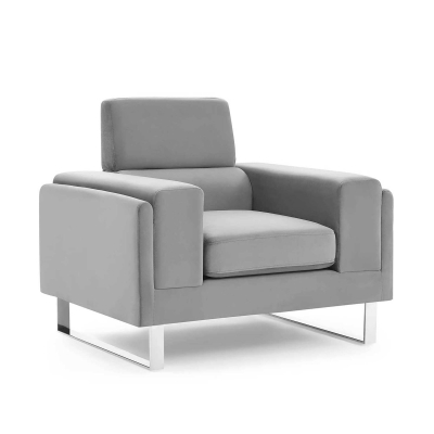 Fauteuil design en velours gris