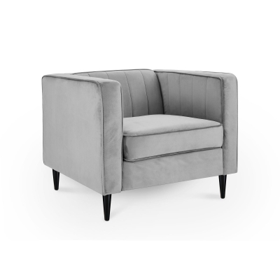 Fauteuil design en velours gris