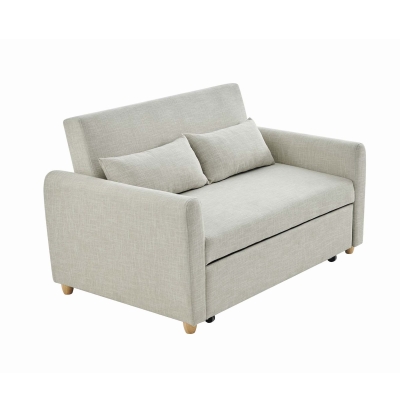 Canapé 2 places convertible scandinave en tissu beige