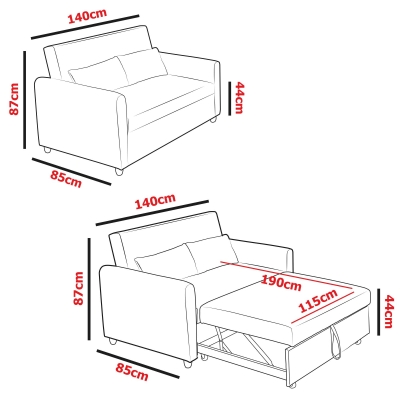 Canapé 2 places convertible scandinave en tissu gris foncé