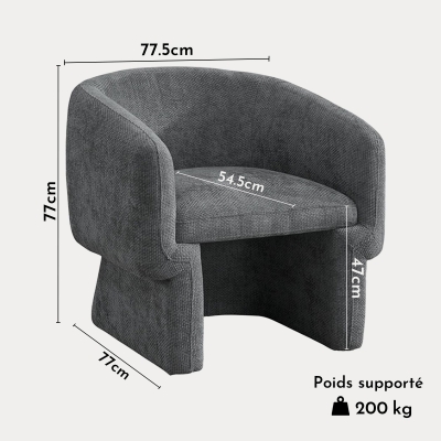 Fauteuil cabriolet en tissu gris