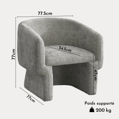 Fauteuil cabriolet en tissu taupe