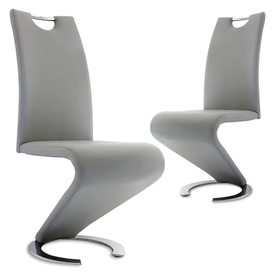 Lot de 2 chaises design en simili cuir gris