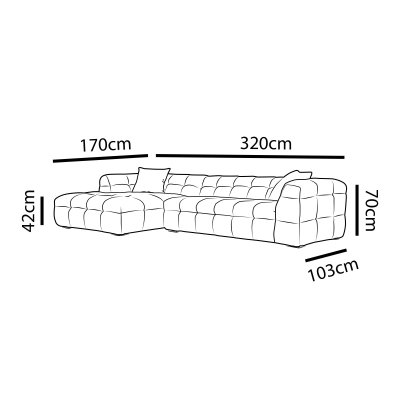 Canapé d'angle effet peau de mouton gris - Angle gauche