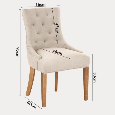 Lot de 2 chaises en tissu beige piètement bois