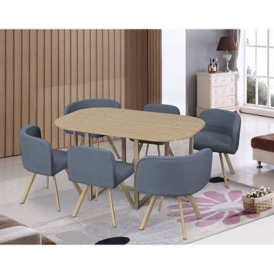 Ensemble table + 6 chaises encastrables grises