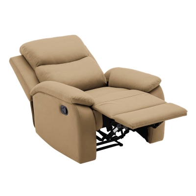 Fauteuil relax en tissu camel